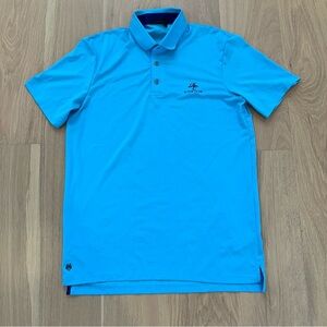 Greyson Golf Polo Short Sleeve Shirt River Club Atlanta Blue Mens Size Medium